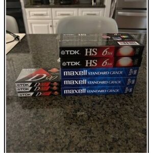 New Blank VHS Tapes 3 Maxwell, 2 TDK 6 hour, 3 TDK D 90 High Output Cassettes
